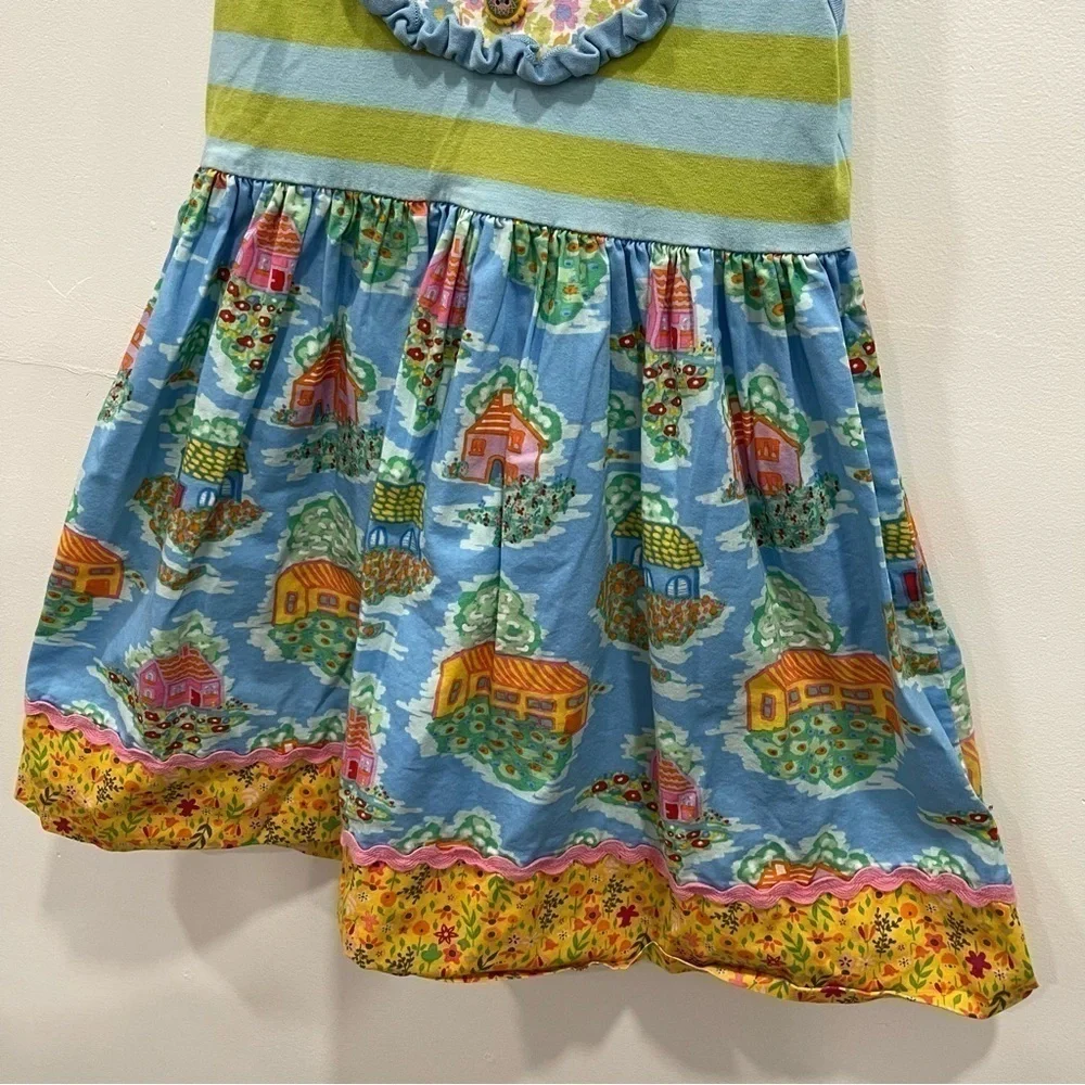 Matilda Jane Home Sweet Home Dress Size 4 Bib Ruffle Front